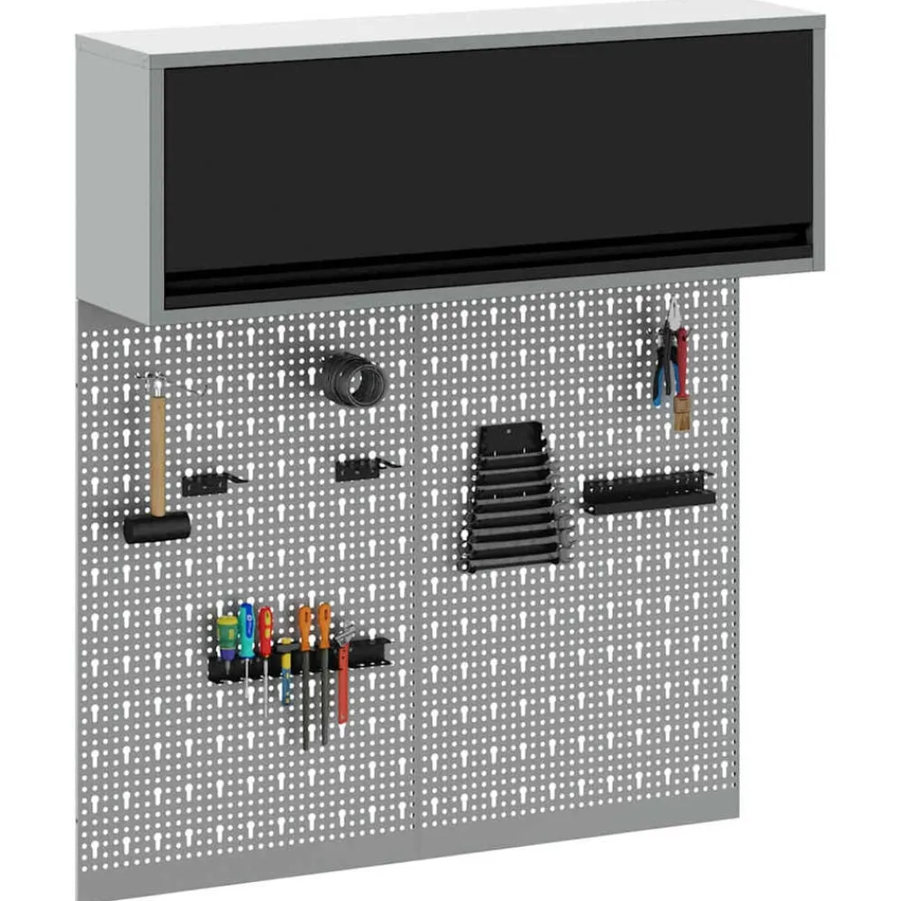 vidaXL Juego de Armarios de Herramientas con estante 3 pcs Negro Discount
