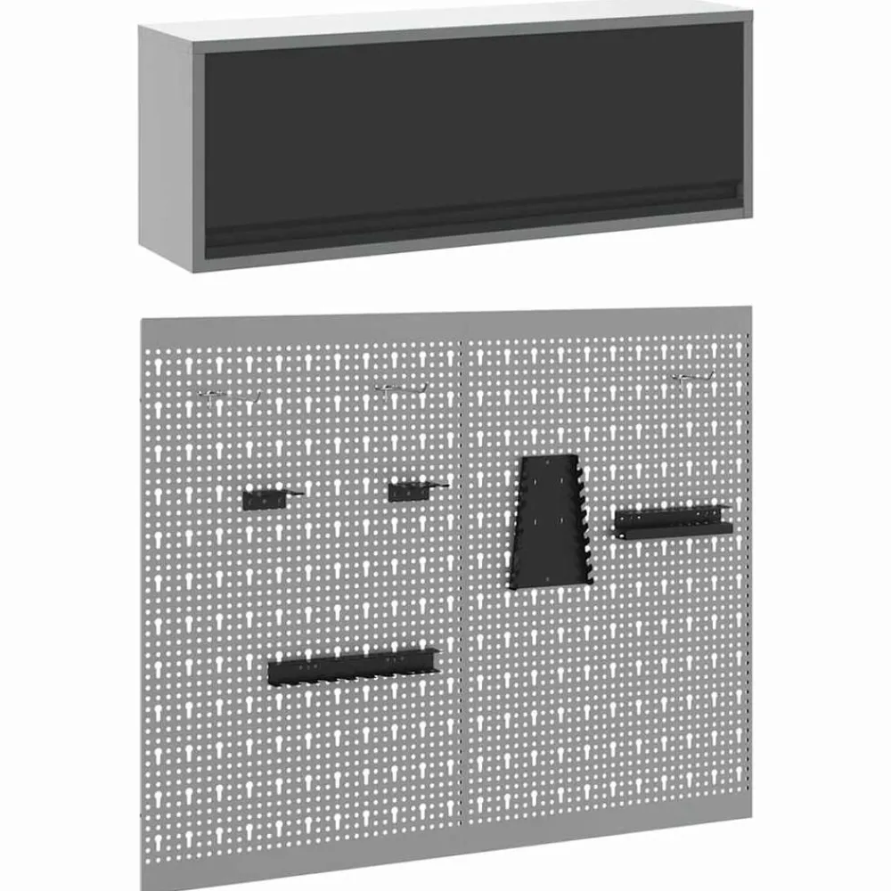 vidaXL Juego de Armarios de Herramientas con estante 3 pcs Negro Discount