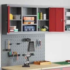 vidaXL Accesorios De Bricolaje-Juego de Armarios de Herramientas con estante 3 pcs