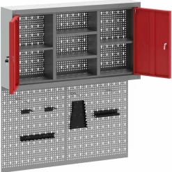 vidaXL Accesorios De Bricolaje-Juego de Armarios de Herramientas con estante 3 pcs