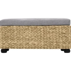 vidaXL Juego de bancos 2 piezas hierba marina gris Marrón y gris Clearance