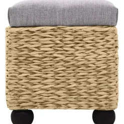 vidaXL Juego de bancos 2 piezas hierba marina gris Marrón y gris Clearance
