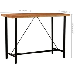 vidaXL Conjuntos De Muebles-Juego de bar 7 piezas madera maciza y cuero auténtico