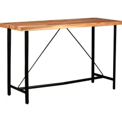 vidaXL Conjuntos De Muebles-Juego de bar 7 piezas madera maciza y cuero auténtico