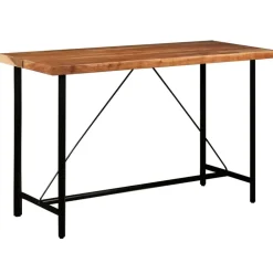 vidaXL Conjuntos De Muebles-Juego de bar 7 piezas madera maciza y cuero auténtico