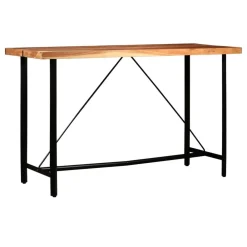 vidaXL Conjuntos De Muebles-Juego de bar 7 piezas madera maciza y cuero auténtico