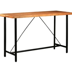 vidaXL Conjuntos De Muebles-Juego de bar 7 piezas madera maciza y cuero auténtico