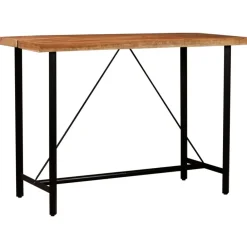 vidaXL Conjuntos De Muebles-Juego de bar 7 piezas madera maciza y cuero auténtico