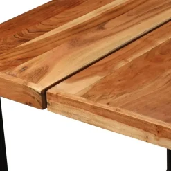 vidaXL Conjuntos De Muebles-Juego de bar 7 piezas madera maciza y cuero auténtico