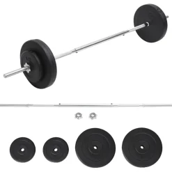 vidaXL Fitness Y Musculación-Juego de barra con pesas 30 kg