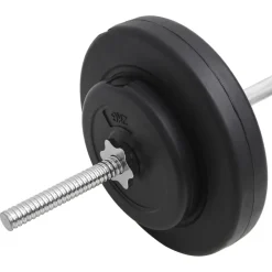 vidaXL Fitness Y Musculación-Juego de barra con pesas 30 kg