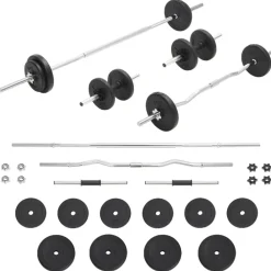 vidaXL Fitness Y Musculación-Juego de barras y pesas 30 kg