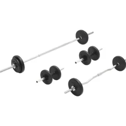 vidaXL Fitness Y Musculación-Juego de barras y pesas 30 kg