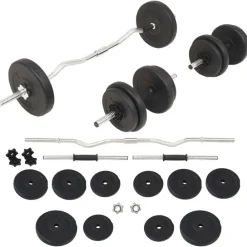 vidaXL Fitness Y Musculación-Juego de barras y pesas 30 kg