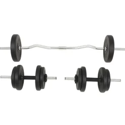 vidaXL Fitness Y Musculación-Juego de barras y pesas 30 kg