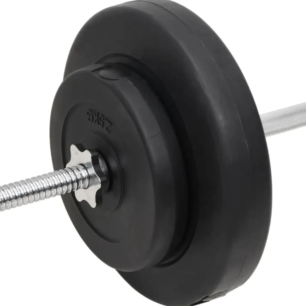vidaXL Fitness Y Musculación-Juego de barras y mancuernas con discos 60 kg