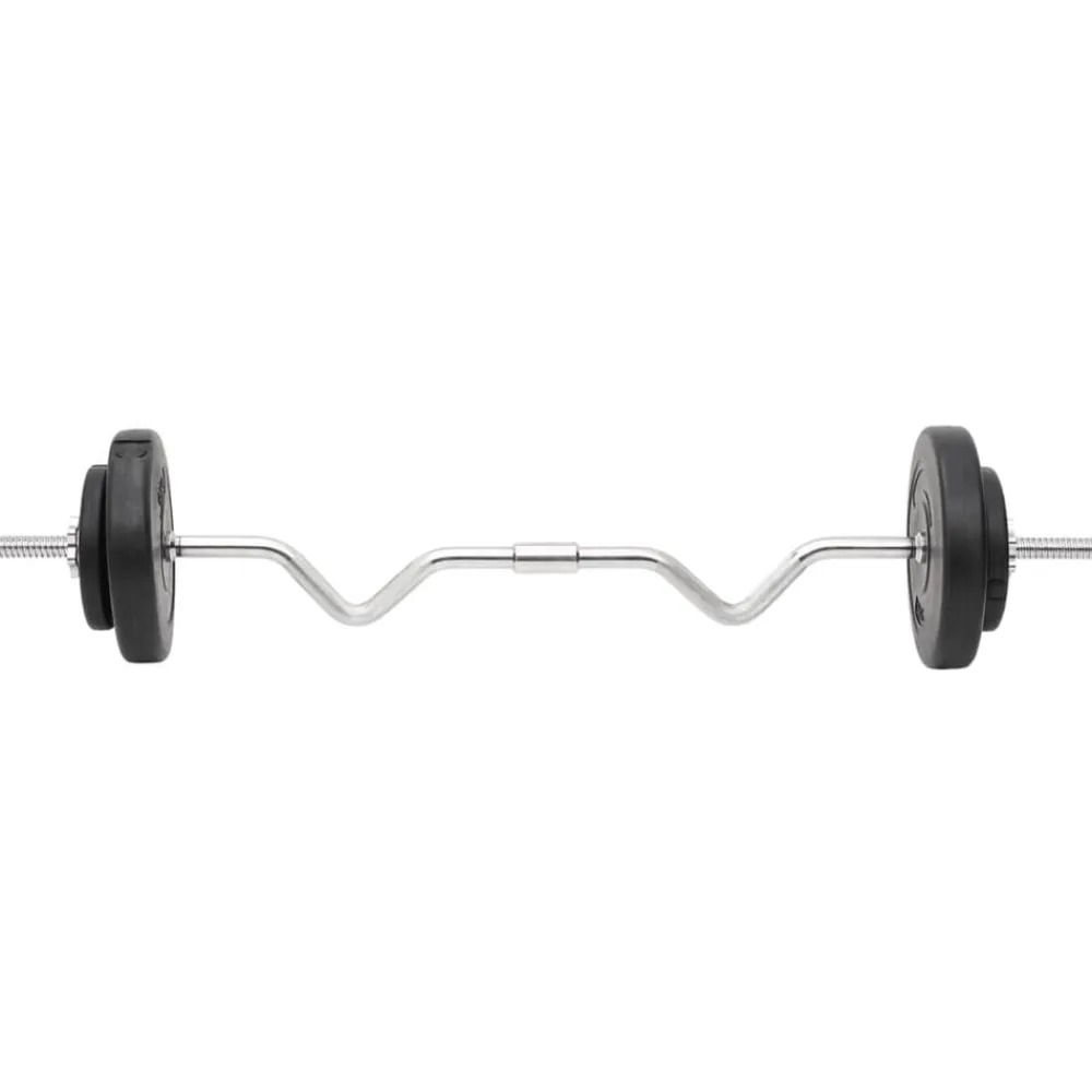 vidaXL Fitness Y Musculación-Juego de barras y mancuernas con discos 60 kg