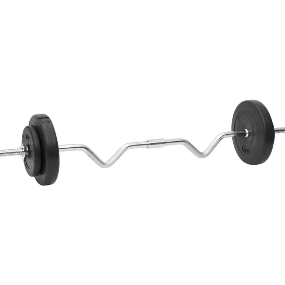 vidaXL Fitness Y Musculación-Juego de barras y mancuernas con discos 60 kg