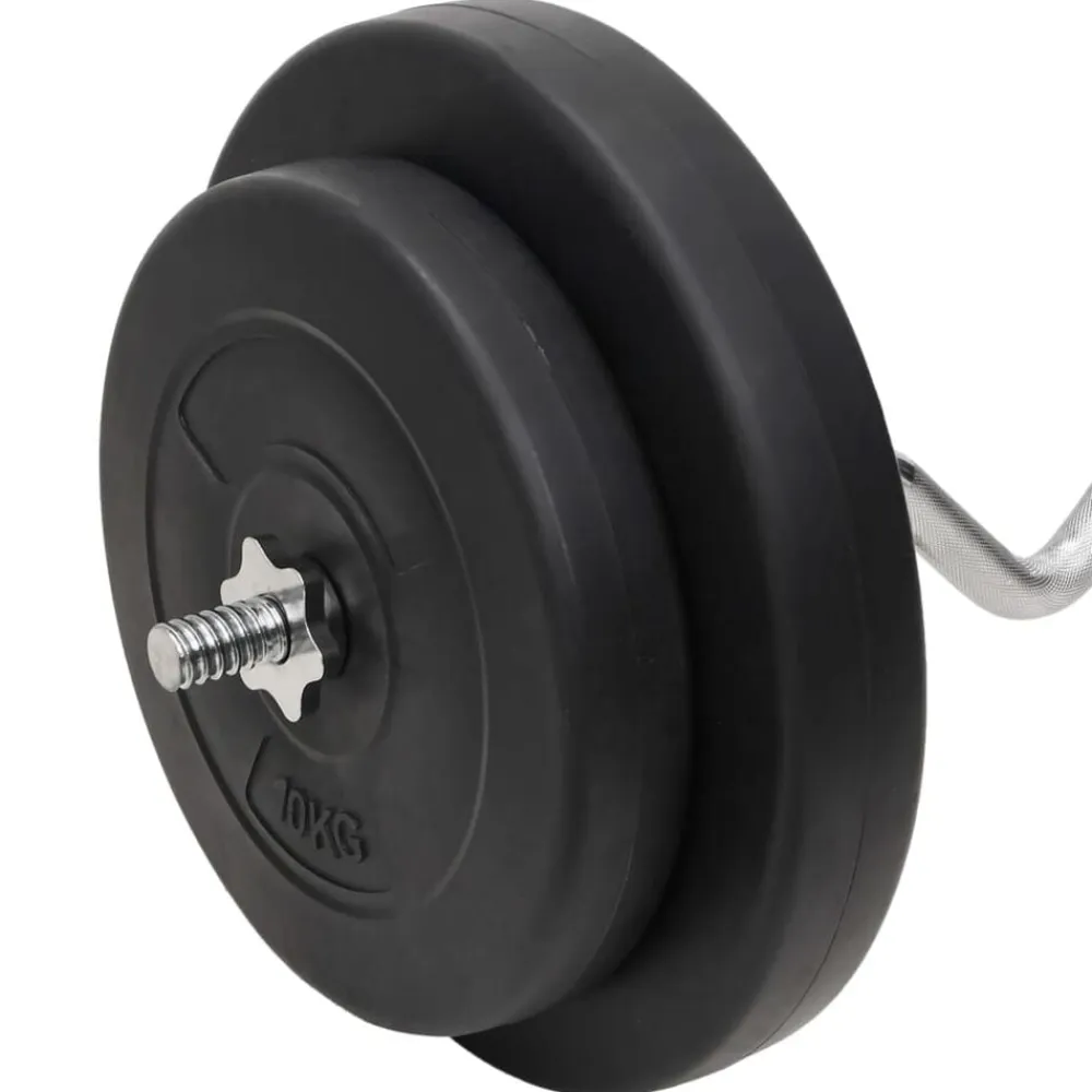 vidaXL Juego de barras y mancuernas con discos 90 kg Discount