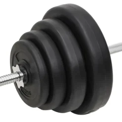 vidaXL Fitness Y Musculación-Juego de barras y mancuernas con discos 120 kg