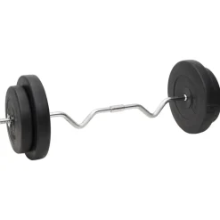 vidaXL Fitness Y Musculación-Juego de barras y mancuernas con discos 120 kg