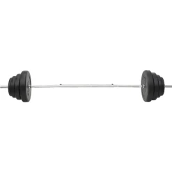 vidaXL Fitness Y Musculación-Juego de barras y mancuernas con discos 120 kg