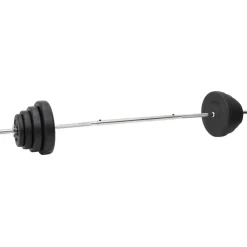 vidaXL Fitness Y Musculación-Juego de barras y mancuernas con discos 120 kg