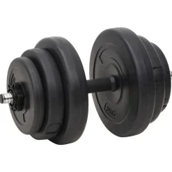 vidaXL Fitness Y Musculación-Juego de barras y mancuernas con discos 120 kg