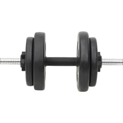vidaXL Fitness Y Musculación-Juego de barras y mancuernas con discos 120 kg