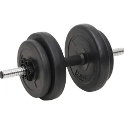 vidaXL Fitness Y Musculación-Juego de barras y mancuernas con discos 120 kg