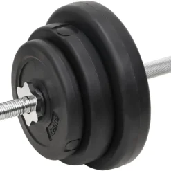 vidaXL Fitness Y Musculación-Juego de barras y mancuernas con discos 90 kg