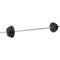 vidaXL Fitness Y Musculación-Juego de barras y mancuernas con discos 90 kg