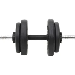 vidaXL Fitness Y Musculación-Juego de barras y mancuernas con discos 90 kg