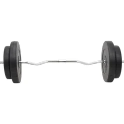 vidaXL Fitness Y Musculación-Juego de barras y mancuernas con discos 90 kg