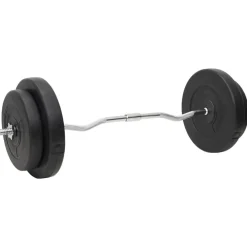 vidaXL Fitness Y Musculación-Juego de barras y mancuernas con discos 90 kg