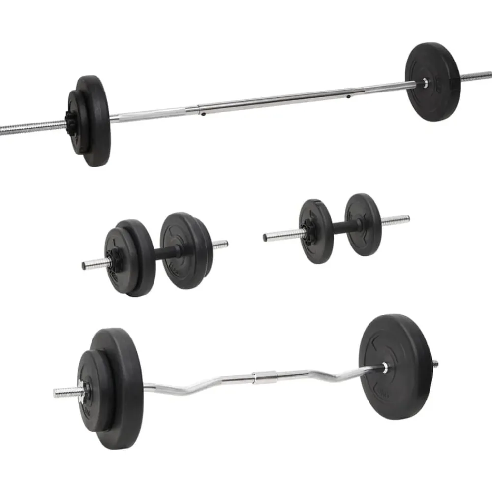 vidaXL Fitness Y Musculación-Juego de barras y mancuernas con discos 60 kg