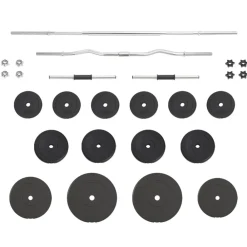 vidaXL Fitness Y Musculación-Juego de barras y mancuernas con discos 60 kg