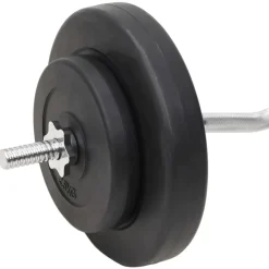 vidaXL Fitness Y Musculación-Juego de barras y mancuernas con discos 60 kg