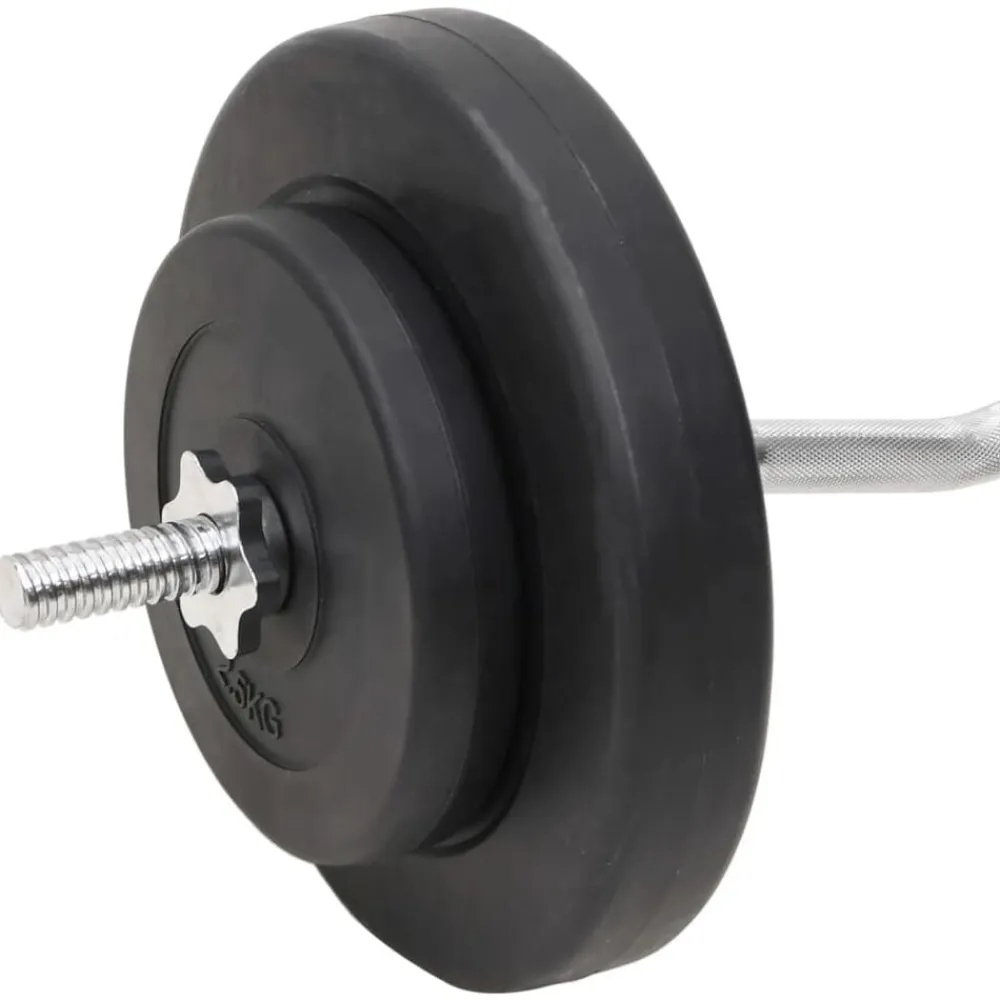 vidaXL Fitness Y Musculación-Juego de barras y mancuernas con discos 60 kg