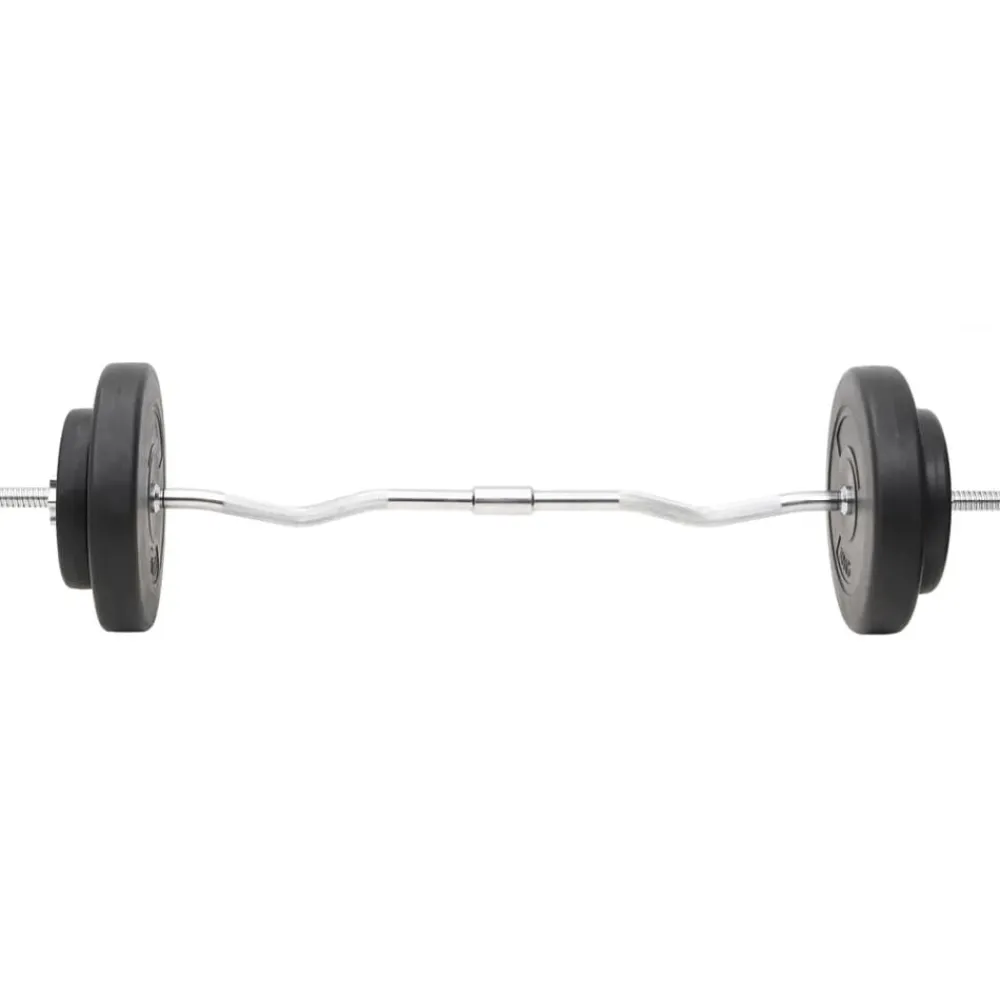 vidaXL Fitness Y Musculación-Juego de barras y mancuernas con discos 60 kg