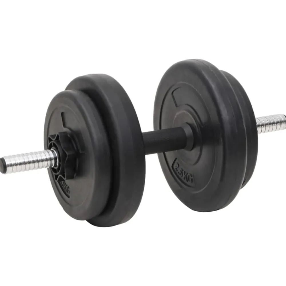 vidaXL Fitness Y Musculación-Juego de barras y mancuernas con discos 60 kg