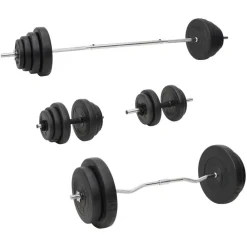 vidaXL Juego de barras y mancuernas con discos 120 kg Best