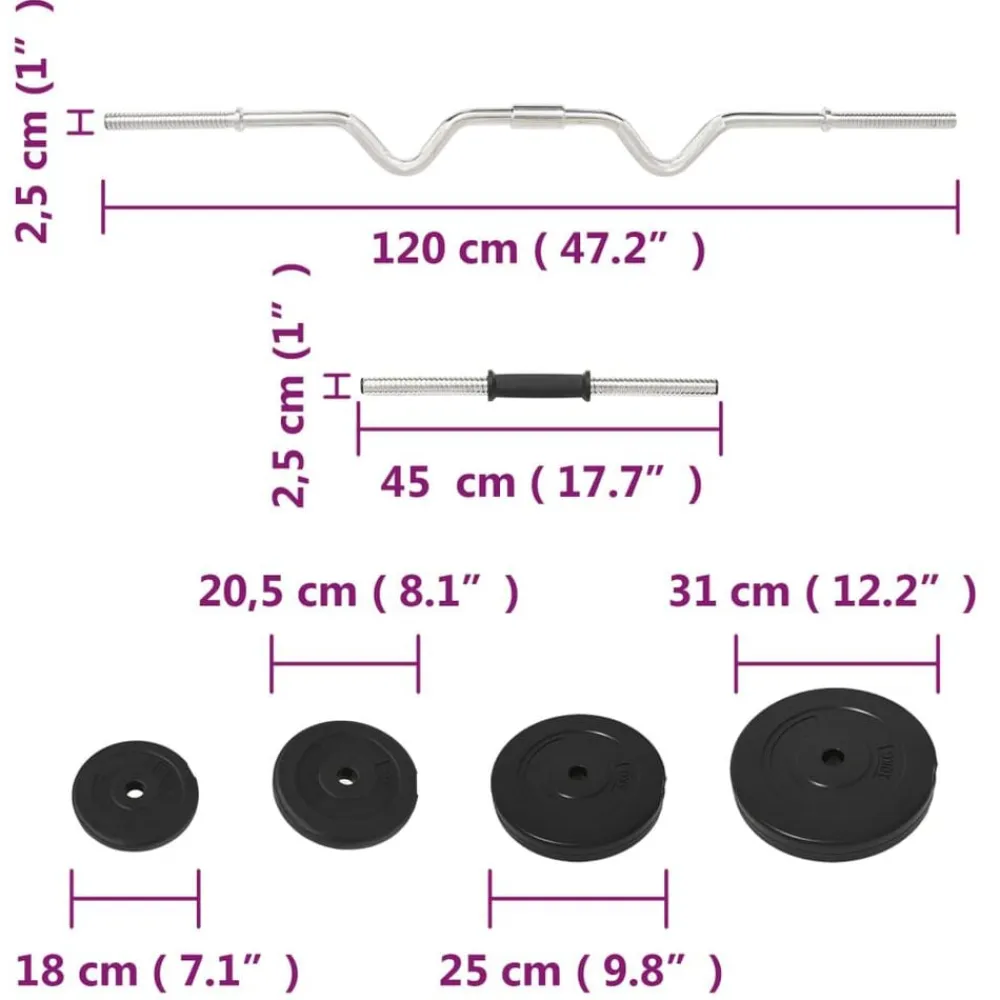 vidaXL Juego de barras y mancuernas con discos 60 kg Outlet