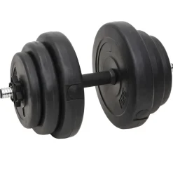 vidaXL Fitness Y Musculación-Juego de barras y mancuernas con discos 60 kg