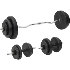 vidaXL Juego de barras y mancuernas con discos 60 kg New