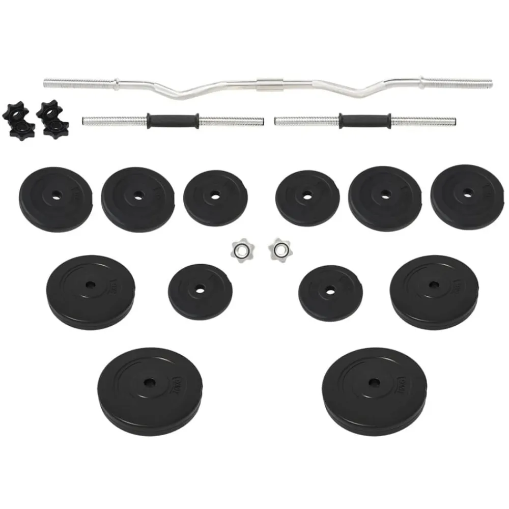 vidaXL Juego de barras y mancuernas con discos 60 kg New