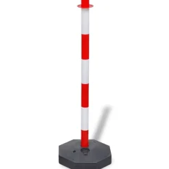 vidaXL Juego de barrera con postes con cadena de plástico 10 m Rojo Online