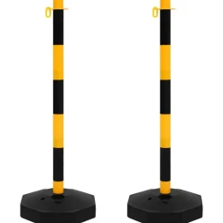 vidaXL Juego de barrera con postes y cadena plástico 10 m Amarillo Outlet