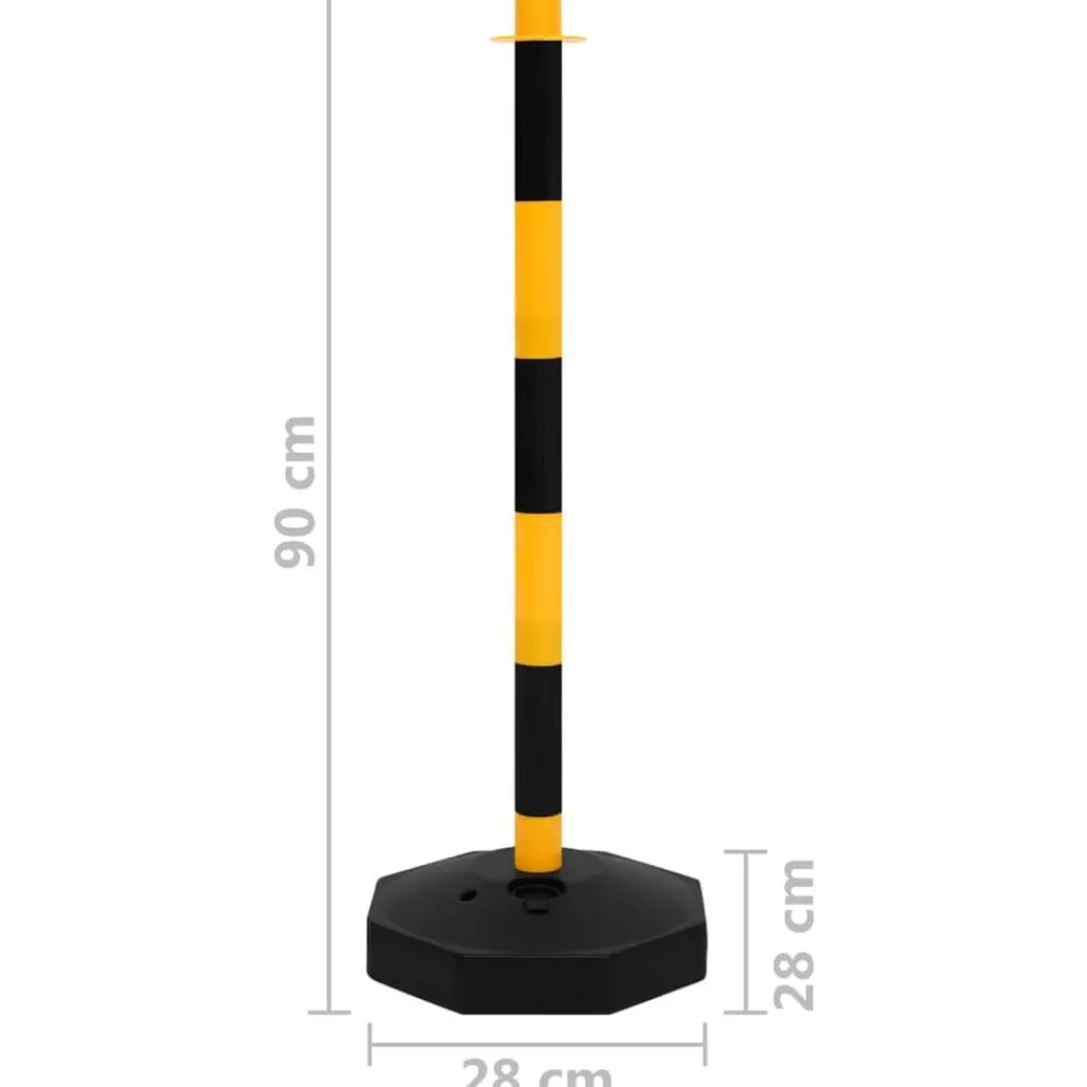 vidaXL Juego de barrera con postes y cadena plástico 10 m Amarillo Outlet