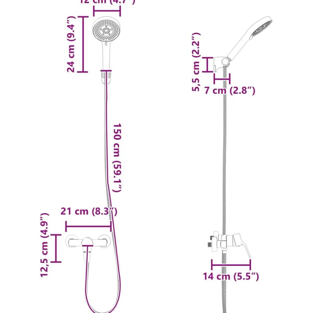 vidaXL Juego de Cabezal de Ducha G 1 / 2 pulgadas Latón Cromado Outlet